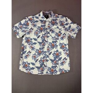 MBX Premium Goods Hawaiian Button Up Shirt Short Sleeve Flowers Blue XL